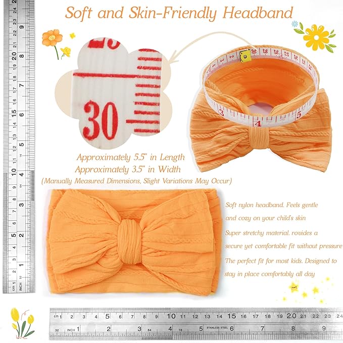 CÉLLOT 6 Pcs Super Stretchy Soft Handmade Headbands with Double Bows Head Wrap Nylon Hair Accessories For Newborn Baby Girls Infant Toddlers Kids(Green)