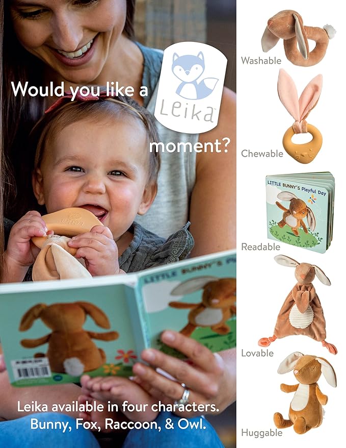 Mary Meyer Teething Toys Leika Silicone Baby Teether for Babies 0-12 Months, 9-Inches, Little Raccoon