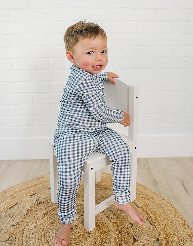 moimoln Baby Toddler Pajama Set Snug-Fit Cotton Modal Sleepwear, Leopard, Check & Solid Mix (6M-8Y, 1/2 Pack)