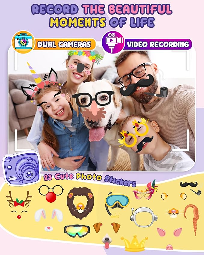 UCIDCI Unicorn Kids Smart Phone Toys for Boy Dual Camera & Music Player Toddler Selfie Phone Toys Road Trip Toys with Learning Games, Christmas, Birthday Gifts for 3 4 5 6 7 Year Old Pink
