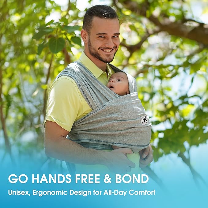 Original Baby K'tan Baby Carrier: #1 Easy Pre-Wrapped, Soft, Slip-On, No Rings, No Buckles | 5 in 1 Baby Sling for Hands-Free Comfort | Heather Grey | Small
