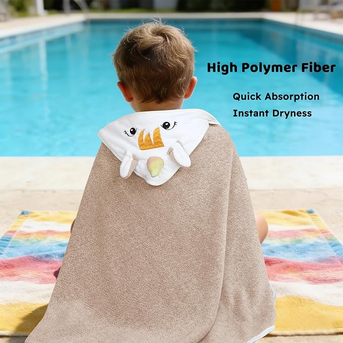 Super Soft Baby Hooded Towel, Cute Animal Bath Towels Ultra Absorbent Large 34x34 Inch for Newborn Infant,Toddler, Perfect (Unicorn) (Coffee)