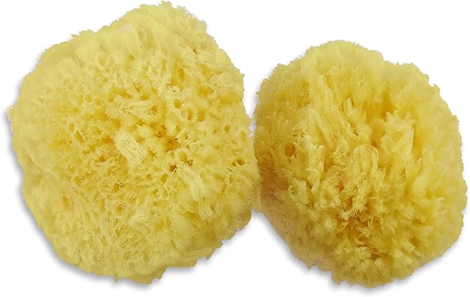 Real Sea Sponges for Babies - 6 Pk Bath Care Set, Gentle, Kind on Skin, for Bathing Washing Body Eyes, Ears Nose, Also for Newborn Toddler Kids; Baby Shower Spa Gift by Contented Infant®