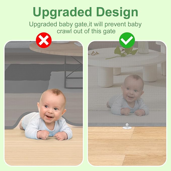 Retractable Baby Gate, Extra Wide Safety Kids or Pets Gate, 33” Tall, Extends to 71” Wide, Mesh Safety Dog Gate for Stairs, Indoor, Outdoor, Doorways, Hallways(33”x71”- Grey)