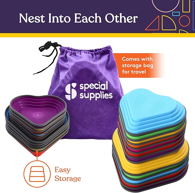 Special Supplies Stepping Stones for Kids Indoor and Outdoor Balance Blocks Promote Coordination, Balance, Strength Child Safe Rubber, Non-Slip Edging (Multi-Color, 12)