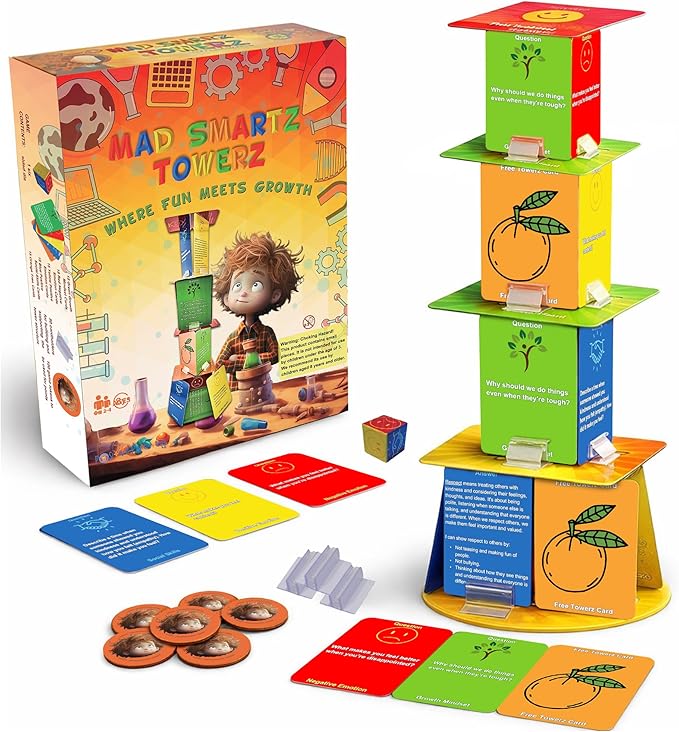 Thought-Spot Mad Smartz Towerz Social Skills & Anger Management Game for Kids & Teens | Educational SEL Therapy & CBT Tool for Emotional Regulation | Home, School, or Therapy | Autism & ADHD Must-Have
