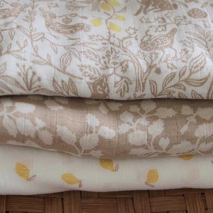 aden + anais Silky Soft Swaddle Blanket, Boutique Muslin Blankets for Girls & Boys, Baby Receiving Swaddles, Ideal Newborn & Infant Swaddling Set, Perfect Shower Gifts, 3 Pack, Natural Woodland