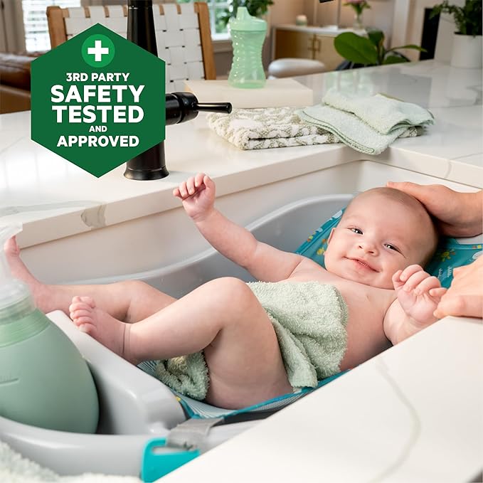 Ingenuity Comfy Clean Deluxe Newborn to Toddler Baby Bathtub, 3-in-1 with Removable Sling, Padded Backrest, 0-24 Months, Gray