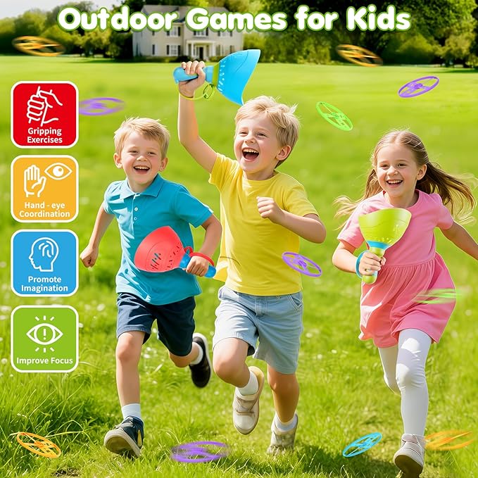 Outdoor Toys for Kids Ages 4-8, 3 Packs Flying Catching Game, Outside Manual Capture Chasing Toys for Ages 3-7, Fun Family Games for Boys Girls Ages 2 3 4 5 6