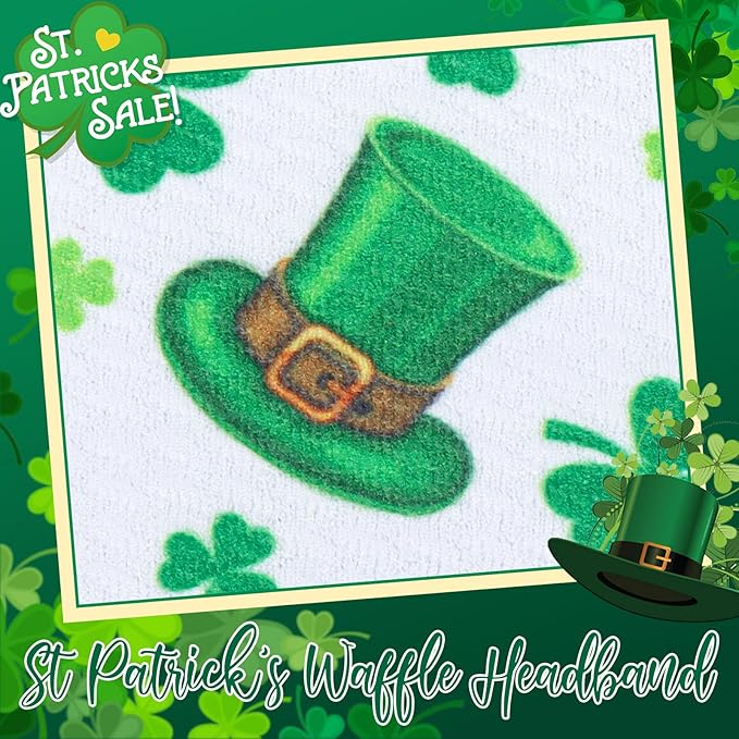 YanJie 7'' St.Patrick's Day Baby Girl Bows Clover Headband Shamrock Bow St. Patrick Top Hat Hair Bows Newborn Wide Hairbands Hair Accessories