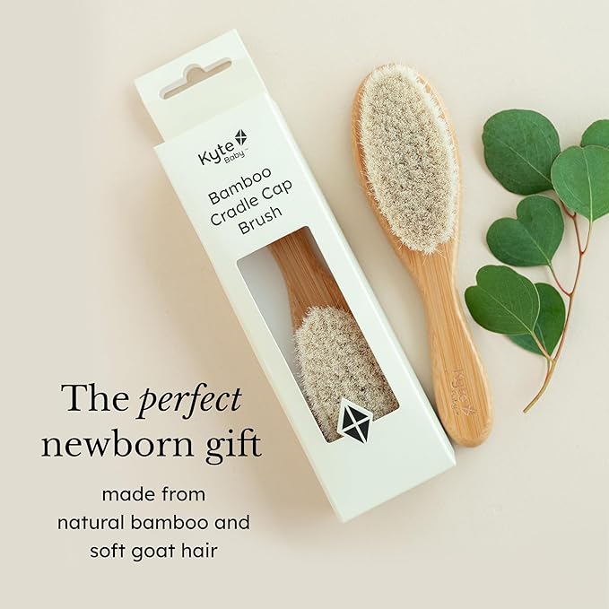 Kyte Baby Cradle Cap Brush Made with Natural Goat Hair Bristles and a Bamboo Brush Handle
