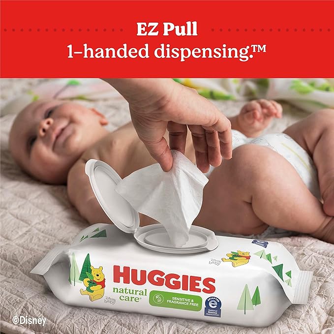 Huggies Natural Care Sensitive Baby Wipes, Unscented, Hypoallergenic, 99% Purified Water, 2 Refill Packs (352 Wipes Total)