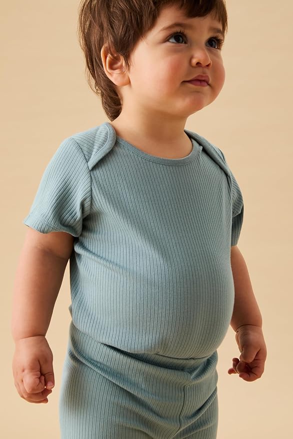 MORI Baby Short Sleeve Unisex Bodysuit with Envelope Neck and Nickel Free Poppers - Viscose from Bamboo and Cotton Blend