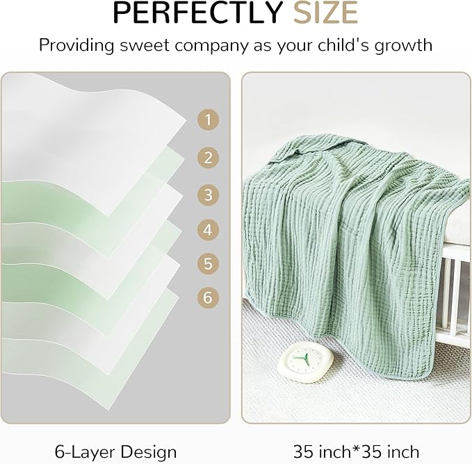 Muslin Hooded Baby Towels, 3 Pack Cotton Baby Bath Towels with Hood for Newborn, Babies, Infant, Toddler, Soft and Absorbent Baby Shower Towel Newborn Essential (35 X 35 Inch) (Green + Grey + Apricot)