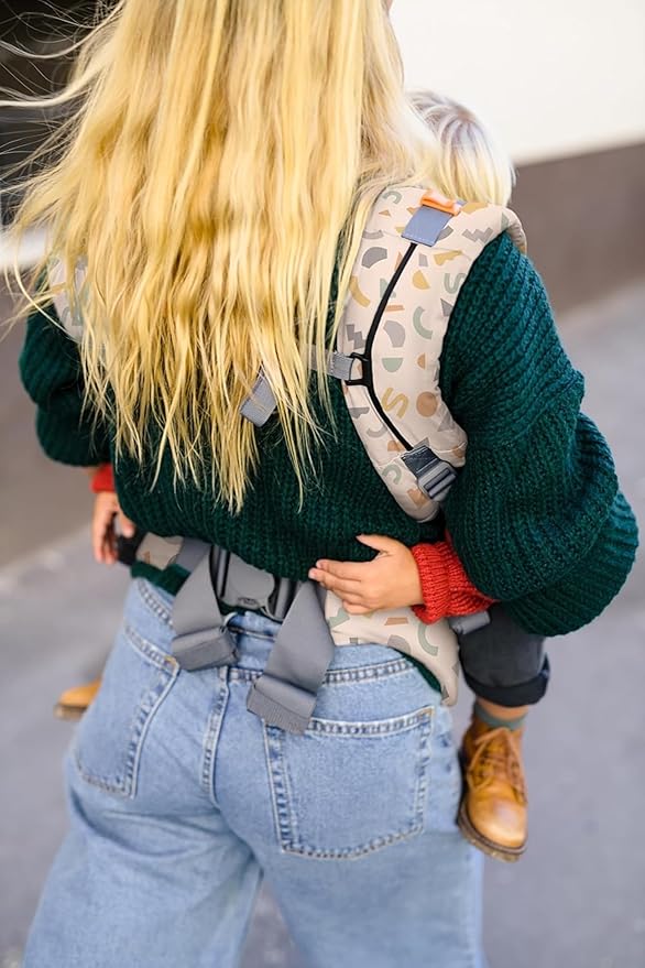 Beco Toddler Carrier (20-60 lbs) with Extra Wide Seat, 100% Cotton - Front-Carry & Backpack Style - Lightweight & Ergonomic Sling Carrier for Children from 18months - Geometric
