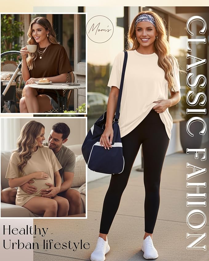 3 Pack Women's Oversize Nursing Breastfeeding Shirts Hidden Zipper Short Sleeve Loose Fit Maternity Tops