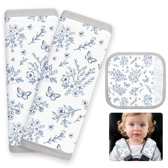 Seat Belt Cover Pad for Baby, Soft Seatbelt Cushion Covers for Kids 2Pcs Car Seat Strap Shoulder Pads for All Car Seats, Stroller, High Chair