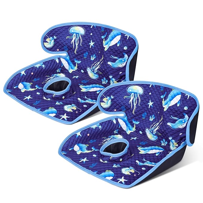 Babenest Car Seat Potty Protector Cover -Waterproof Carseat Training Liner for Baby &Toddler Shower Gifts, Dry Piddle Pee Pad with Fun Designs for Strollers & Infant Car Seats (2pcs Whale-Blue)