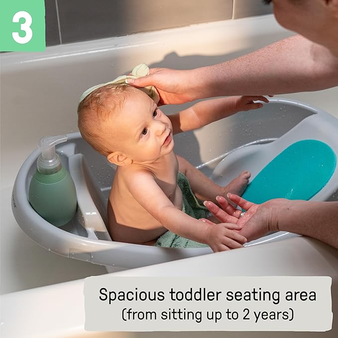 Ingenuity Comfy Clean Deluxe Newborn to Toddler Baby Bathtub, 3-in-1 with Removable Sling, Padded Backrest, 0-24 Months, Gray