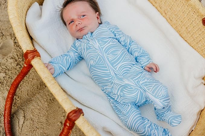 Copper Pearl Zip-Up Footie Baby Pajamas: Ultra-Soft Boys & Girls Pajamas, Premium Knit Fabric in Stylish Prints, Tag-Free with Two-Way Zipper, Sized Newborn to 24 Months, Surf