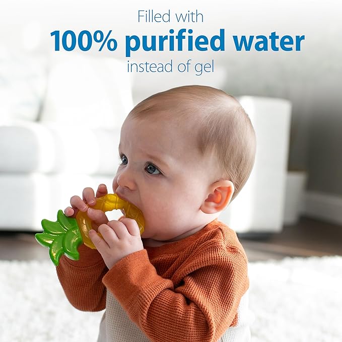 Dr. Brown's AquaCool Water-Filled Teether, Cooling Baby Teether Toy for Sore Gums, Apple Pineapple, BPA Free, 3m+, 4-Pack