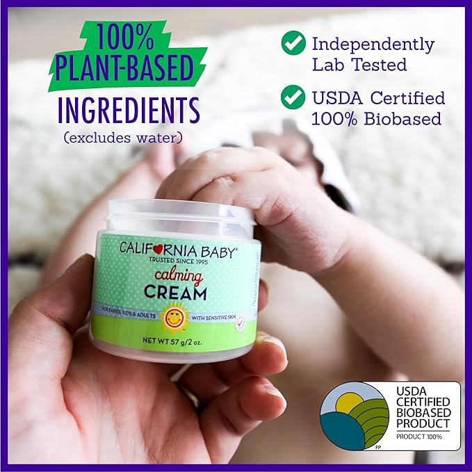 California Baby Calming Cream | 100% Plant-Based Moisturizer | Lavender Baby Lotion | Face Moisturizer For Dry Skin | Hypoallergenic | 2.9 oz / 82g