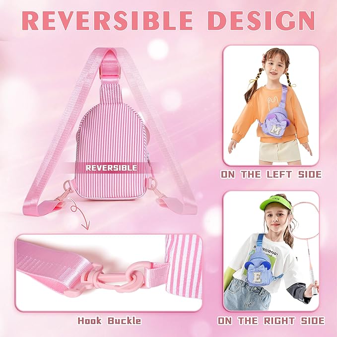 Birthday Gifts for Girls, 2 3 4 5 6 7 Year Old Girl Birthday Gift Pink Small Initial Crossbody Bag Fanny Pack for Kids Personalized Gifts for Daughter Sister (Pink G)
