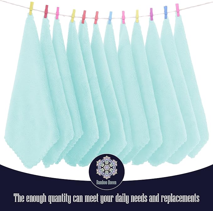 16 Pack Baby Washcloths - Luxury Coral Fleece - Extra Absorbent and Soft Wash Clothes for Newborns, Infants and Toddlers - Suitable for Sensitive Skin and New Born-Baby Shower-Frozen Blue,10x10 Inch