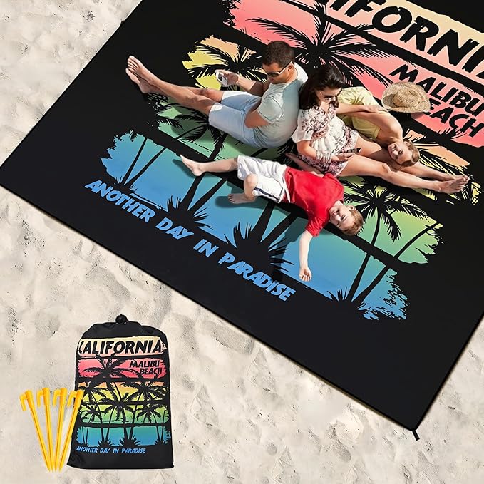 Beach Blanket Waterproof Sandproof Extra Large Beach Mat 79" X 83"/120"x108"for 1-8 Adults Quick Drying Durable Outdoor Picnic Mat for Beach Travel Camping Hiking