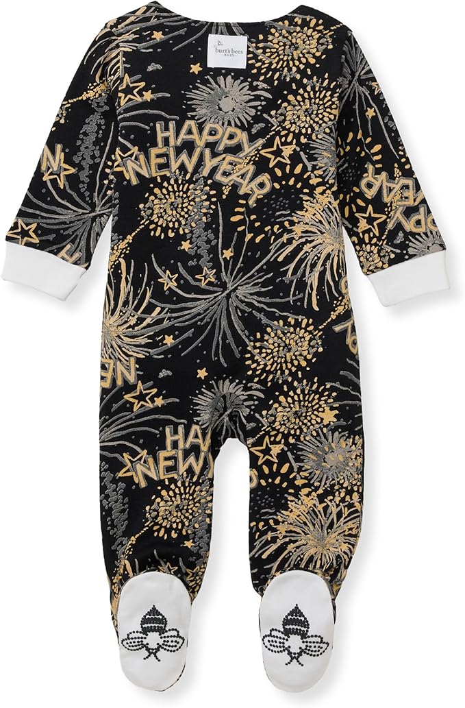 Burt's Bees Baby Boys Sleep and Play PJs, 100% Organic Cotton One-Piece Zip Front Romper Jumpsuit Pajamas