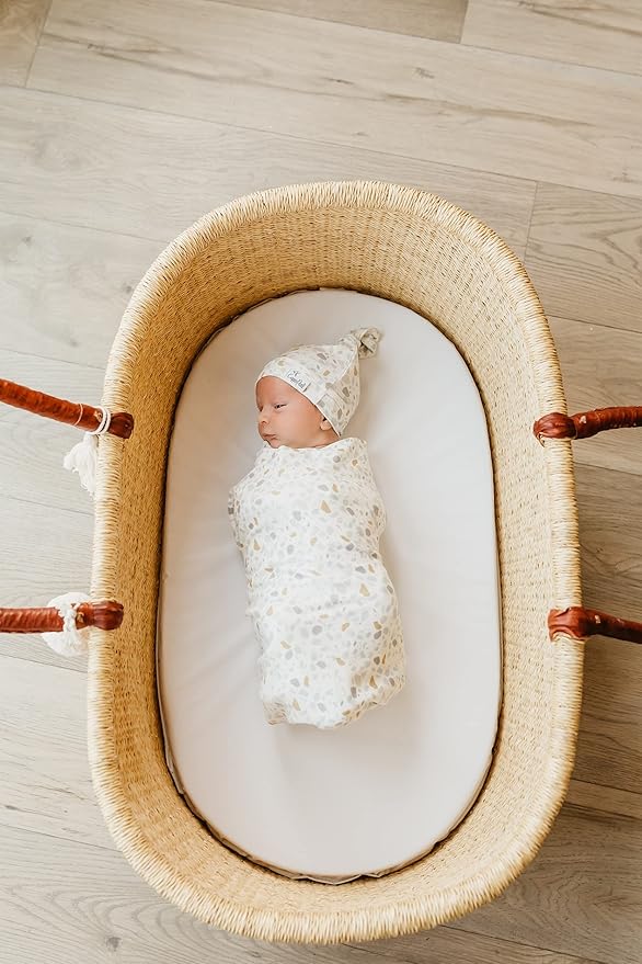 Copper Pearl Baby Beanie Hat Top Knot Stretchy Soft Arlo