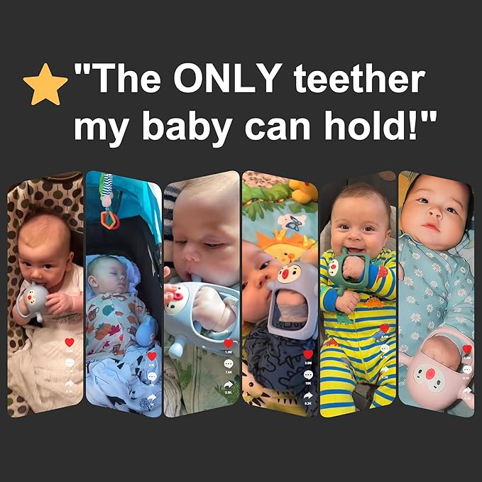 Smily Mia 2pack Baby Teething Toys for 0-6 3-6Months |Penguin Teether | Hand Teethers| Teething Mittens|Chew Toys for Teething Pain Relief, Baby Pacifiers| New Born Essentials, Blue+Grey