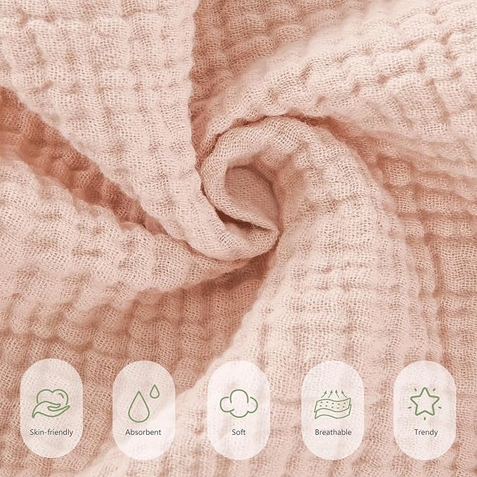 Susurration Muslin Burp Cloths 24x24 Inches Ultra Soft 100% Cotton, 4 or 7 Pack Baby Washcloths for Newborn, Absorbent Burp Rags & Swaddle Blankets