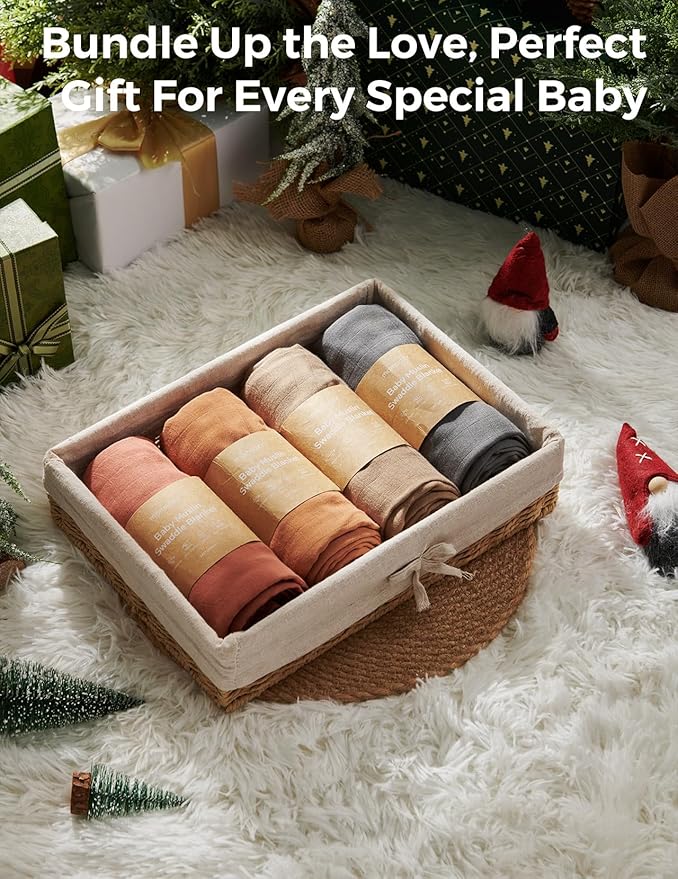 Momcozy Muslin Swaddle Blankets for Baby Boys and Girls, 4-Pack Breathable and Skin-Friendly Receiving Blanket Wrap, Baby Essentials, Registry & Gift, 47 x 47 inches