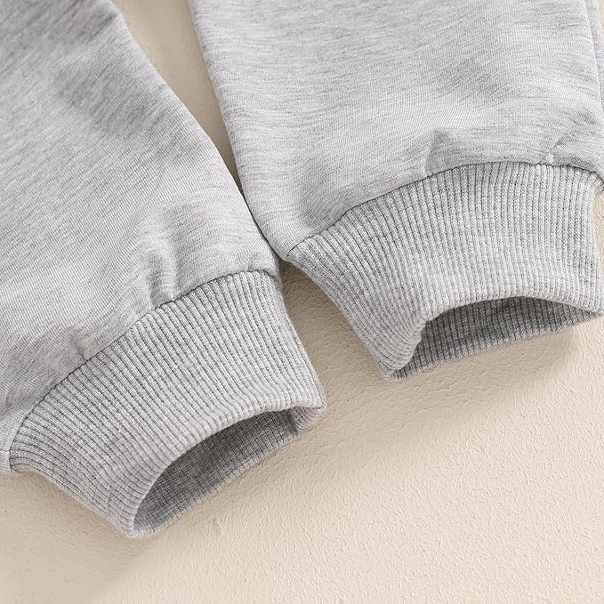 fhutpw Toddler Baby Boy Clothes Funny Letter Long Sleeve Sweatshirt Pullover Top Jogger Pants Fall Winter Outfits