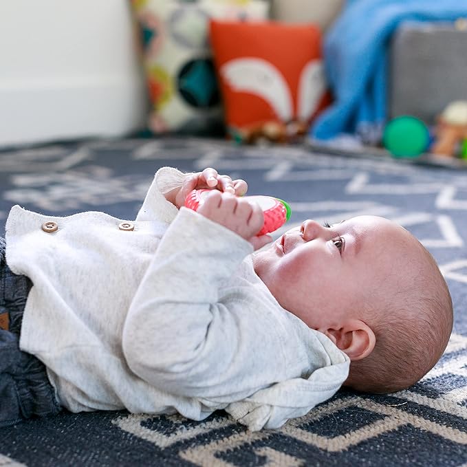 Infantino Lil' Nibbles Vibrating Apple Baby Teether, Sensory Exploration and Teething Relief with Soothing Vibrations and Textures