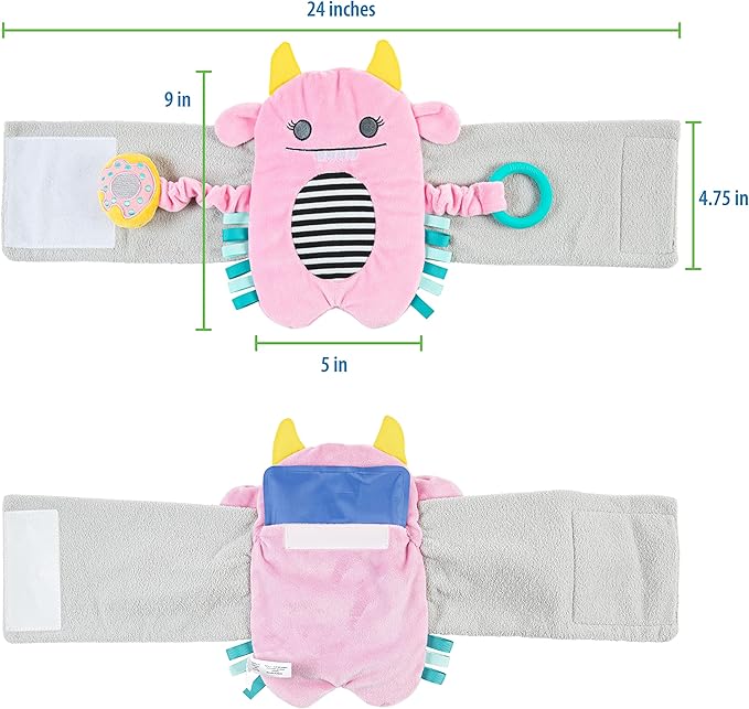 Dr. Brown's Gripebelt Heated Belly Band, Soothe Baby's Tummy with Gentle Warmth and Compression, Monster, 3m+, Pink