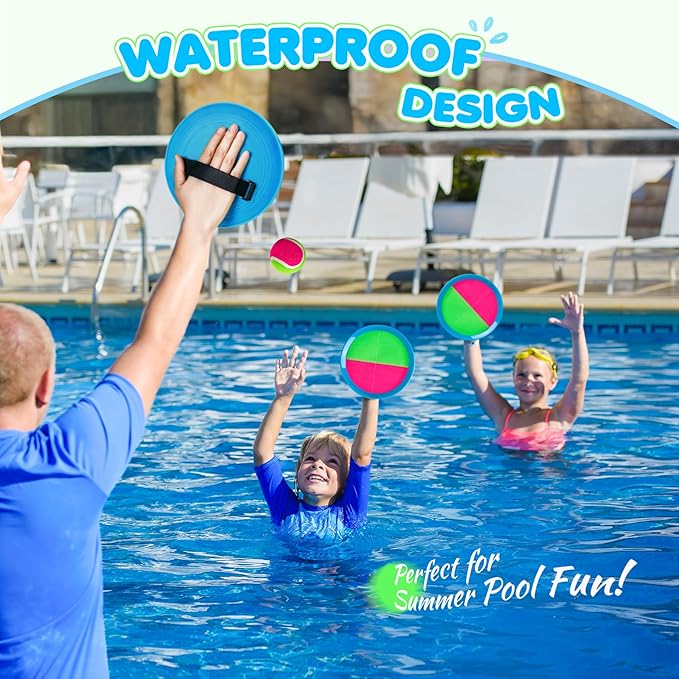 Toss and Catch Ball Set Upgraded - Family Games Pool Toys Beach Toys - Sturdy & Water-Resistant Great for Outdoor Games - Classic Gift for Kids Boys Girls Teens 3 4 5 6 7 8 9 10 11 12 13+ Years Old