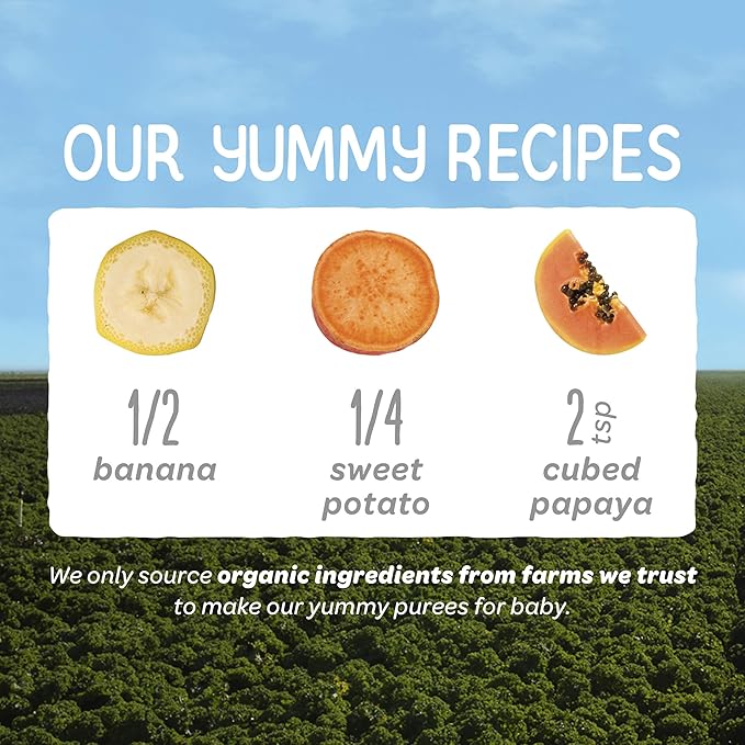 Happy Baby Organics Clearly Crafted Stage 2 Baby Food, Bananas, Sweet Potatoes & Papayas, 4 Ounce Pouch (Pack of 16) packaging may vary