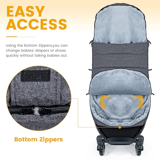Orzbow Warm Bunting Bag Universal, Stroller Sleeping Bag Cold Weather,Waterproof Toddler Footmuff (Dark Grey)