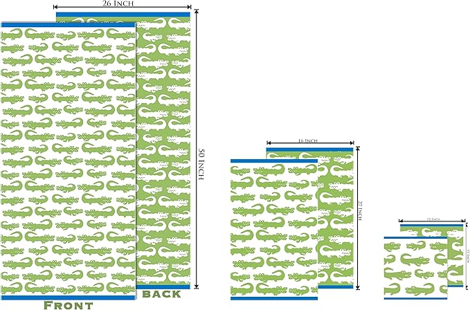 ORIGINAL KIDS 6 Piece Towel Set - Bath Time in A While Crocodile- 2 Bath Towels, 2 Hand Towels, 2 Washcloths - 100% Cotton Jacquard Soft Absorbent Pool Beach Towel Gift - Green Blue