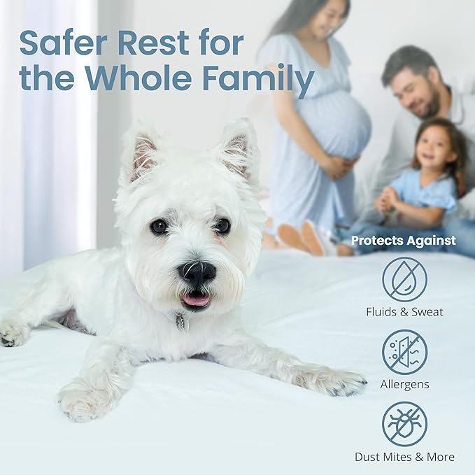SafeRest Waterproof California King Size Mattress Protector - Fitted with Stretchable Pockets - Machine Washable Cotton Blend Mattress Cover for Bed