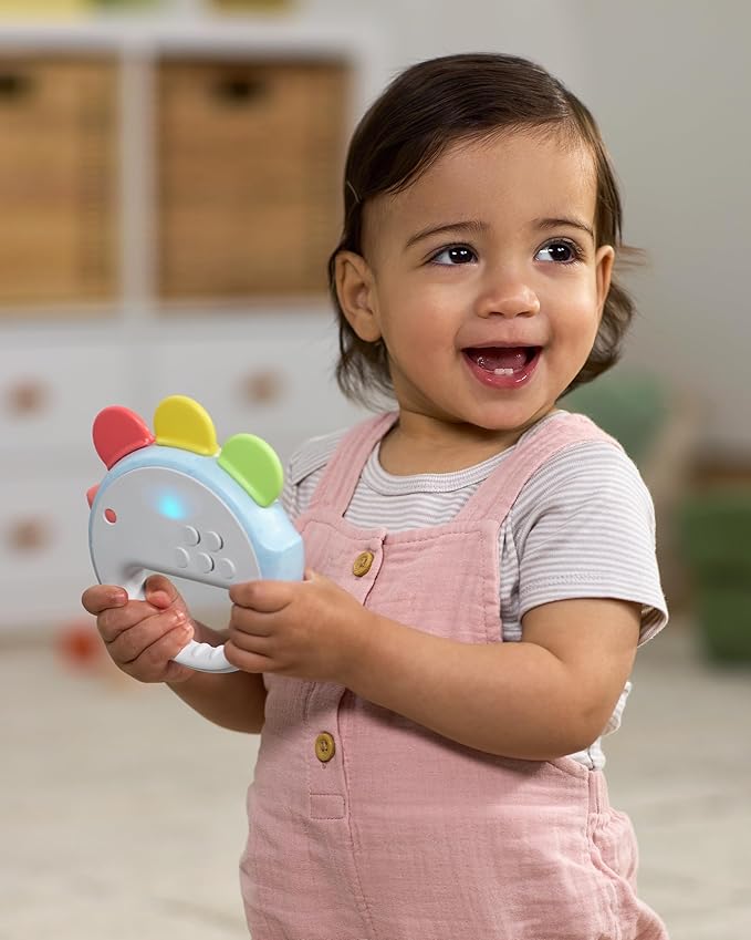 Skip Hop Musical Baby Toy with Sounds Lights and Music, Farmstand Feelin' Clucky Tambourine, Age 9m+
