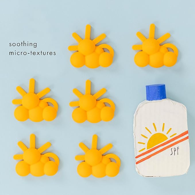 Doddle & Co. The Chew Sunshine Teether with Poppable Bubbles | Toddler Teething Fidget Toy for Baby | Enhaces Oral Fit & Easy to Hold & Grab | Helps in Development for New Born Babies | Pack of 1