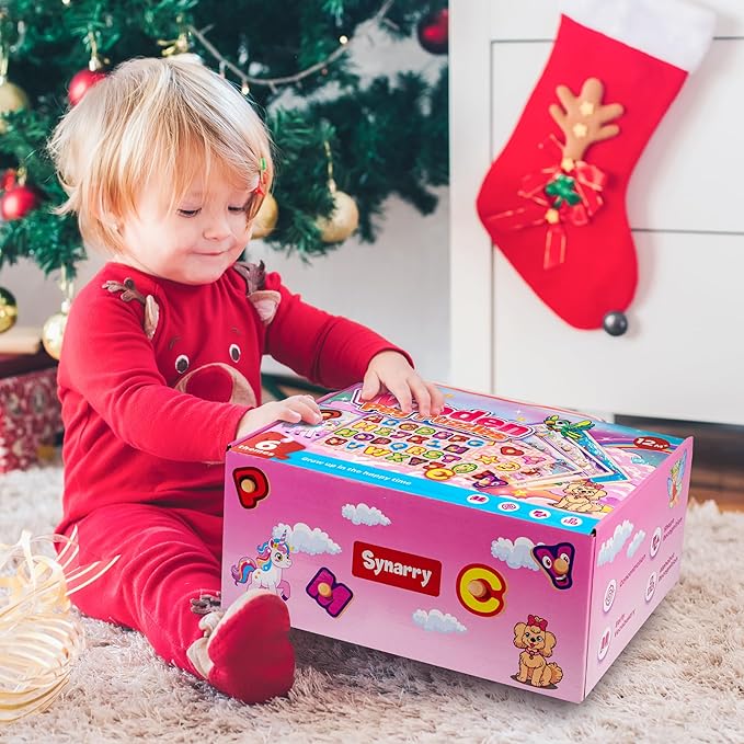 SYNARRY Wooden Puzzles for Toddlers 1-3, 6XSET Toddlers Puzzles Ages 1-3 with Rack, Learning Alphabet Number Shape Unicorn Princess, Toddler Valentines Day Easter Basket Stuffers Gifts Toys for Girls