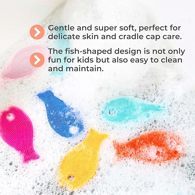 Innobaby Bathin' Smart Silicone Sensory Fish Bath Scrub for Babies and Toddlers - Pink