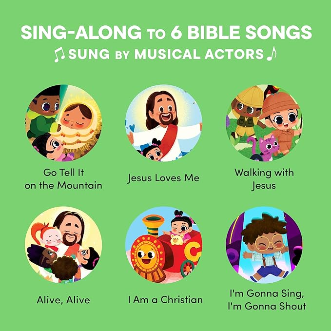 Jesus Loves Me Christian Sound Books for Kids - 6 Bible Songs - Christmas, Baptism, Christening, Dedication Gifts for Boys and Girls - Religious Toys, Music Books for Toddlers 1-3