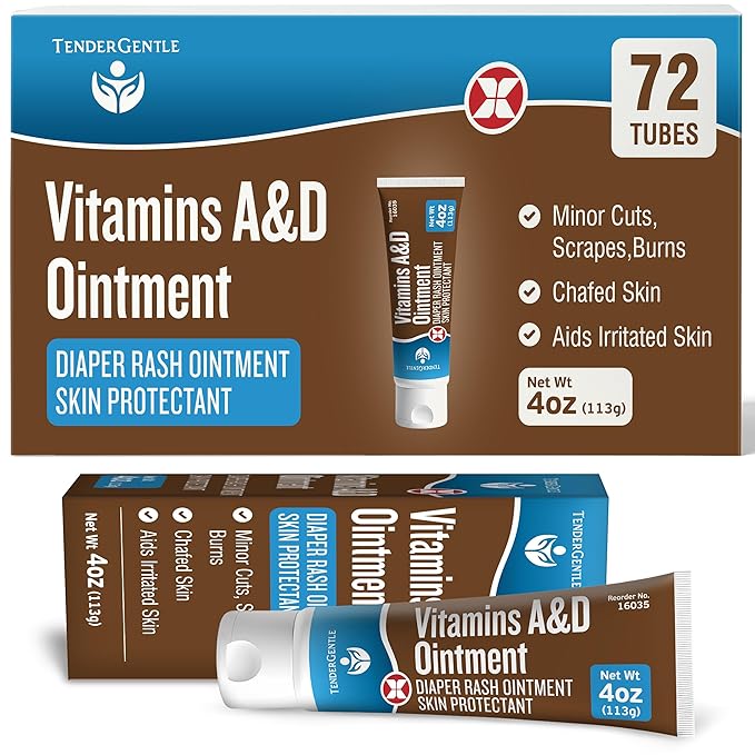 Vitamin A&D Ointment for Baby Diaper Rashes - 4 oz Tube, Case of 72 - A and D Ointment for Adults, Seniors, and Babies