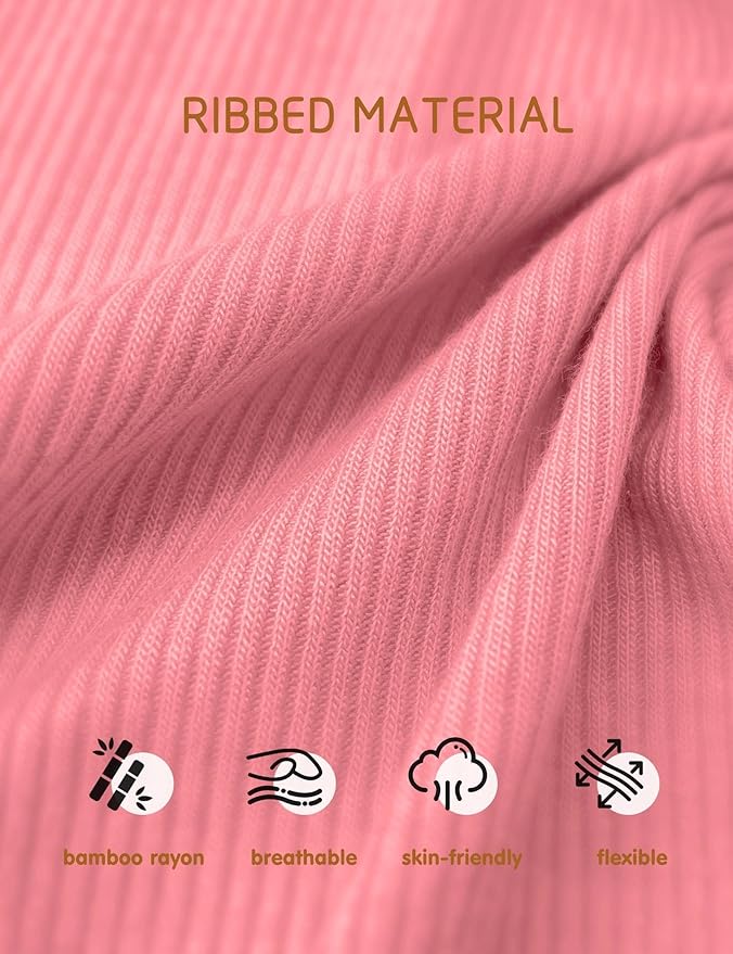 Jimonda Ribbed Rayon From Bamboo Baby Boys/Girls Sleepers, 2-Way Zipper Long Sleeve Footless Pajamas With Mittens Soft Pjs