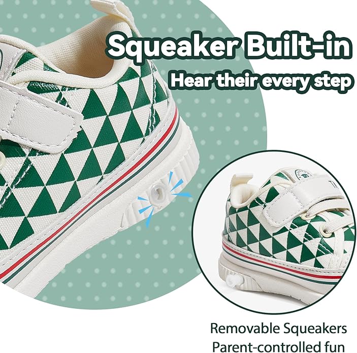 TARANIS Baby Squeaky Shoes Walking Sneakers with On/Off Squeaker Switch Non-Slip First Walkers Soft Rubber Toe Breathable Mesh